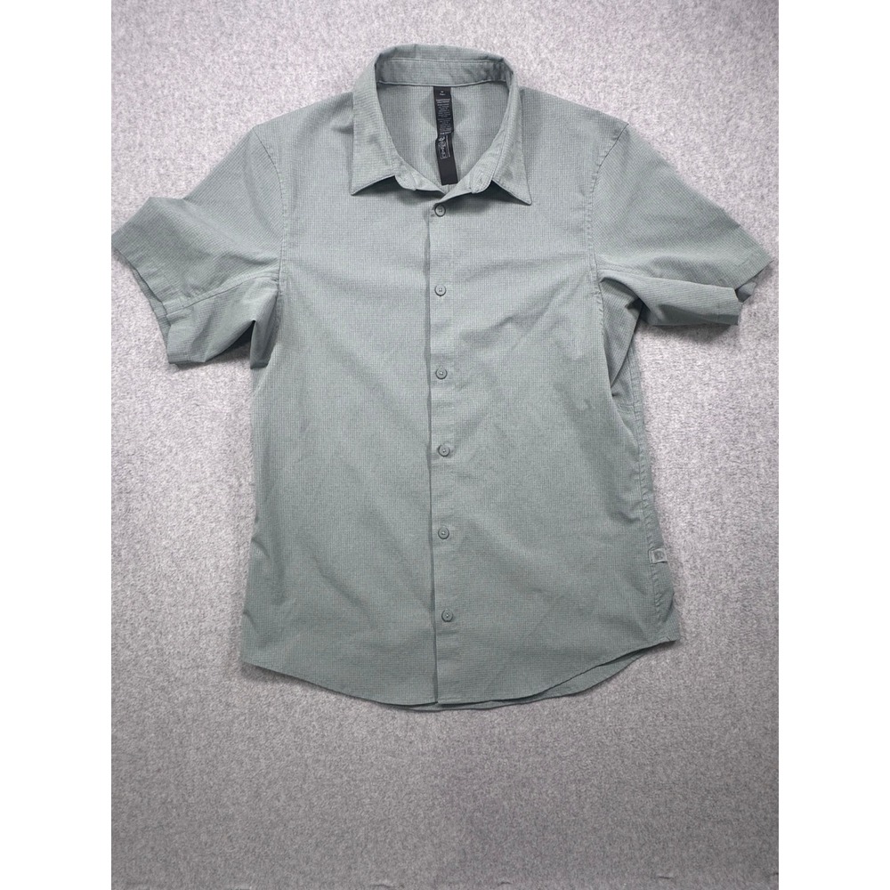 Lululemon Airing Easy Short Sleeve Shirt Green Grid Mens Medium LM3DK7S
